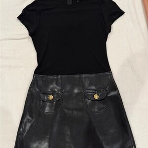 Alice + Olivia Black Faux Leather Dress